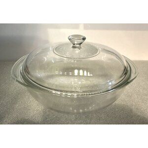 Vintage PYREX 024 Clear Glass 2 Quart Casserole Dish Bowl With Handles 624C Lid